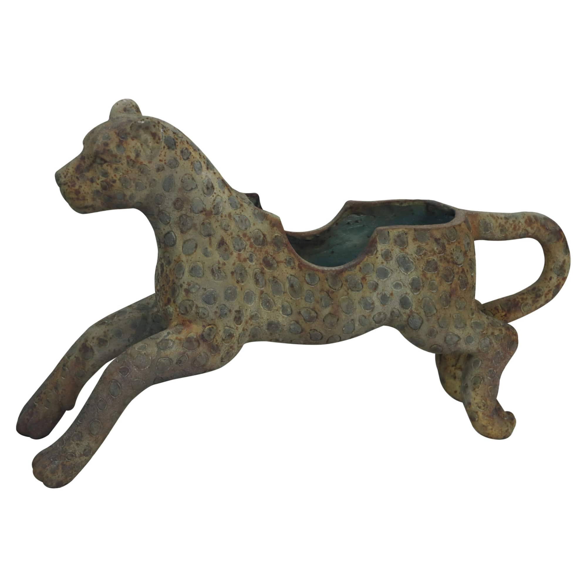 Hello Honey® 27.5" Distressed Multicolor Vintage Carousel Leopard Planter